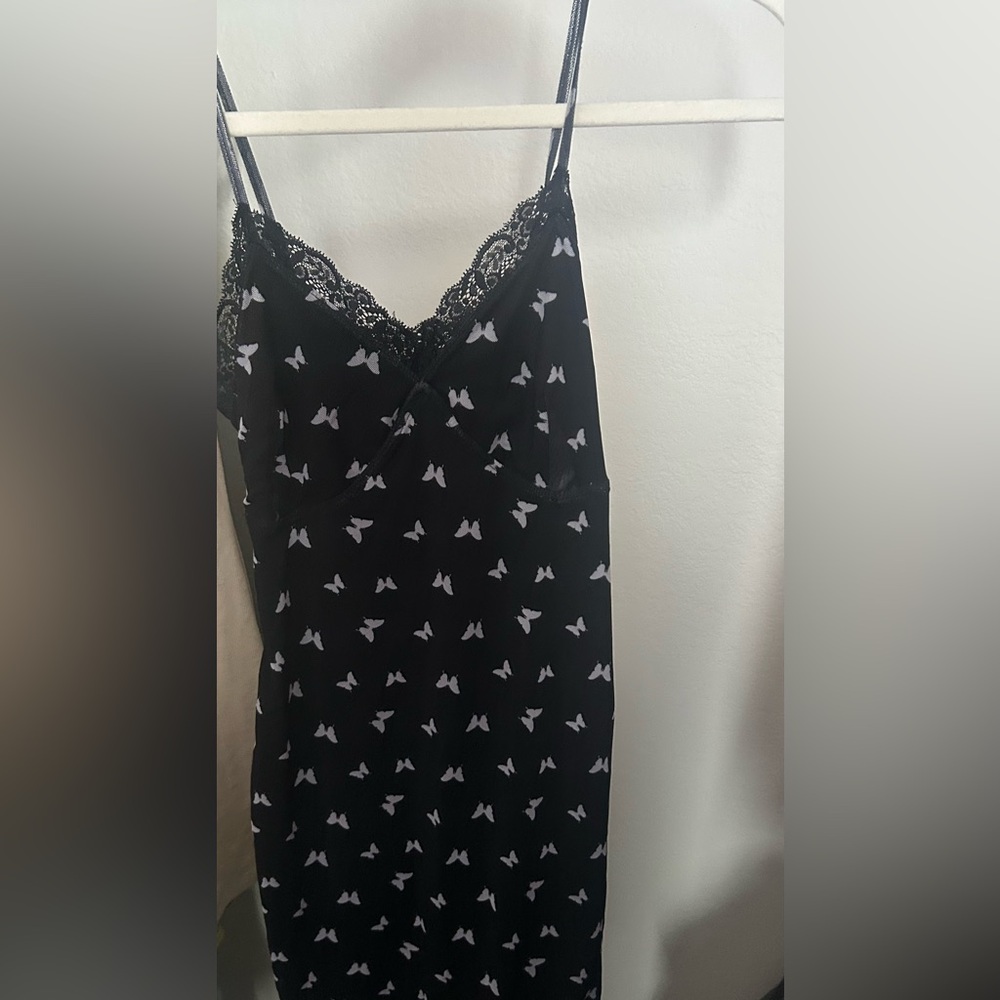 Wild Fable Black Dress with White Butterfly Pattern